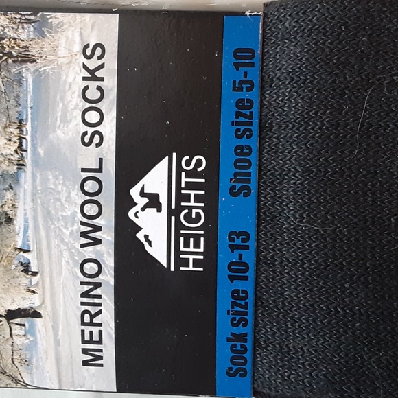 Heights Merino wool Men's crew socks  size 10-13  Black  wool/cotton/Polyester - Picture 10 of 11